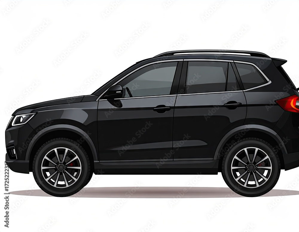 Obraz premium Black SUV Side Profile View, Modern Design, Alloy Wheels, Clean Lines, White Background