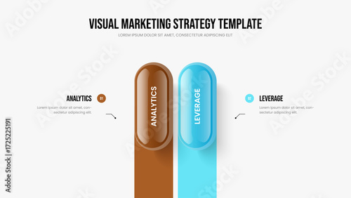 Professional Insight Frame Design Vector Illustration. Digital Plan 2 Element Diagram Slideshow Layout. Visual Development Two Step Infographic Presentation Template.