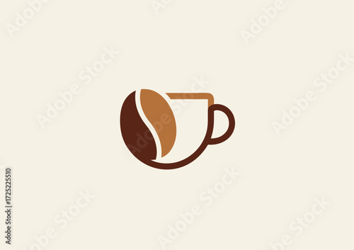 Coffee Cup Logo with Bean Design Vector