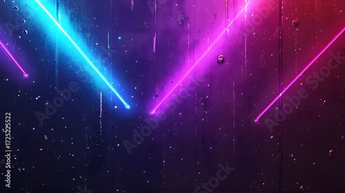 Vibrant neon lights illuminate a dark, textured surface, creating an electrifying mood.