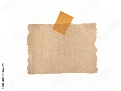 Blank brown torn note paper isolated on white background