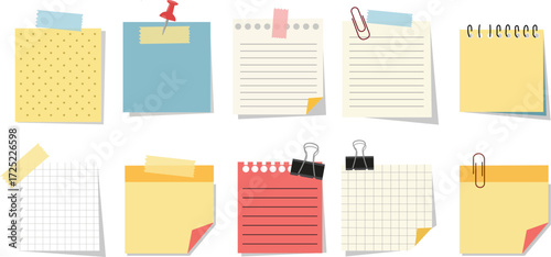Colorful Sticky Notes Collection Vector Illustration Office Memo Reminder Notes Scrapbook Decoration Stationery Message
