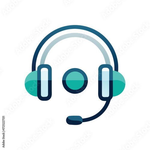 Icon of a headset with a microphone, representing customer service, support, call center, communication, helpdesk, and telemarketing easily.