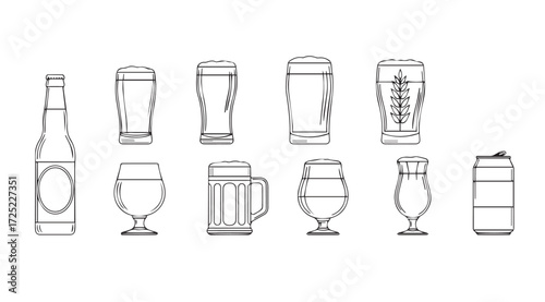 Vector art of beer glasses isolated
