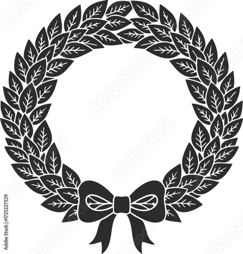 Laurel wreath icon. Emblem made of laurel branches. Laurel leaves symbol of high quality olive plants. Sign isolated on white background. Vector illustration