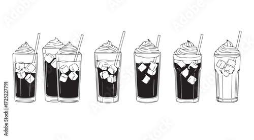Vector art of iced coffee collection