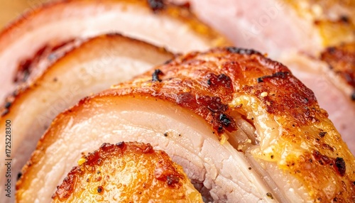 Wallpaper Mural Sliced roasted pork belly with crispy crackling moist meat and visible spices food cuisine gourmet delicious Torontodigital.ca