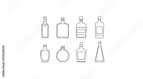 Vector art of liquor bottles isolated