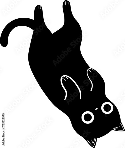 Black cat upside down white background