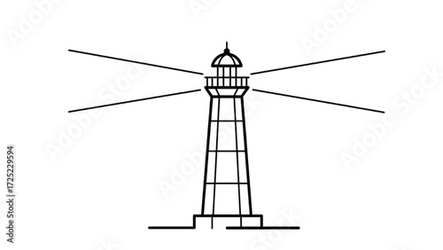 Minimalist line drawing lighthouse geometric bold art