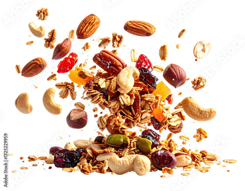 A vibrant explosion of granola and nuts