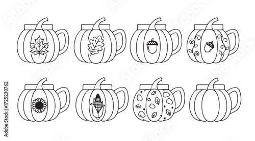 Vector art of pumpkin mugs isolated