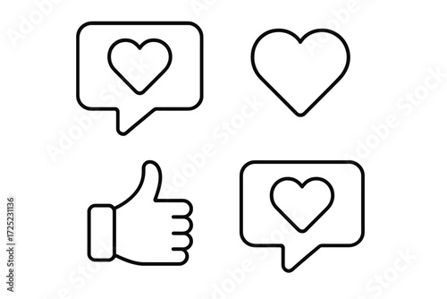 Popular symbols of love and appreciation in digital communication on a white background