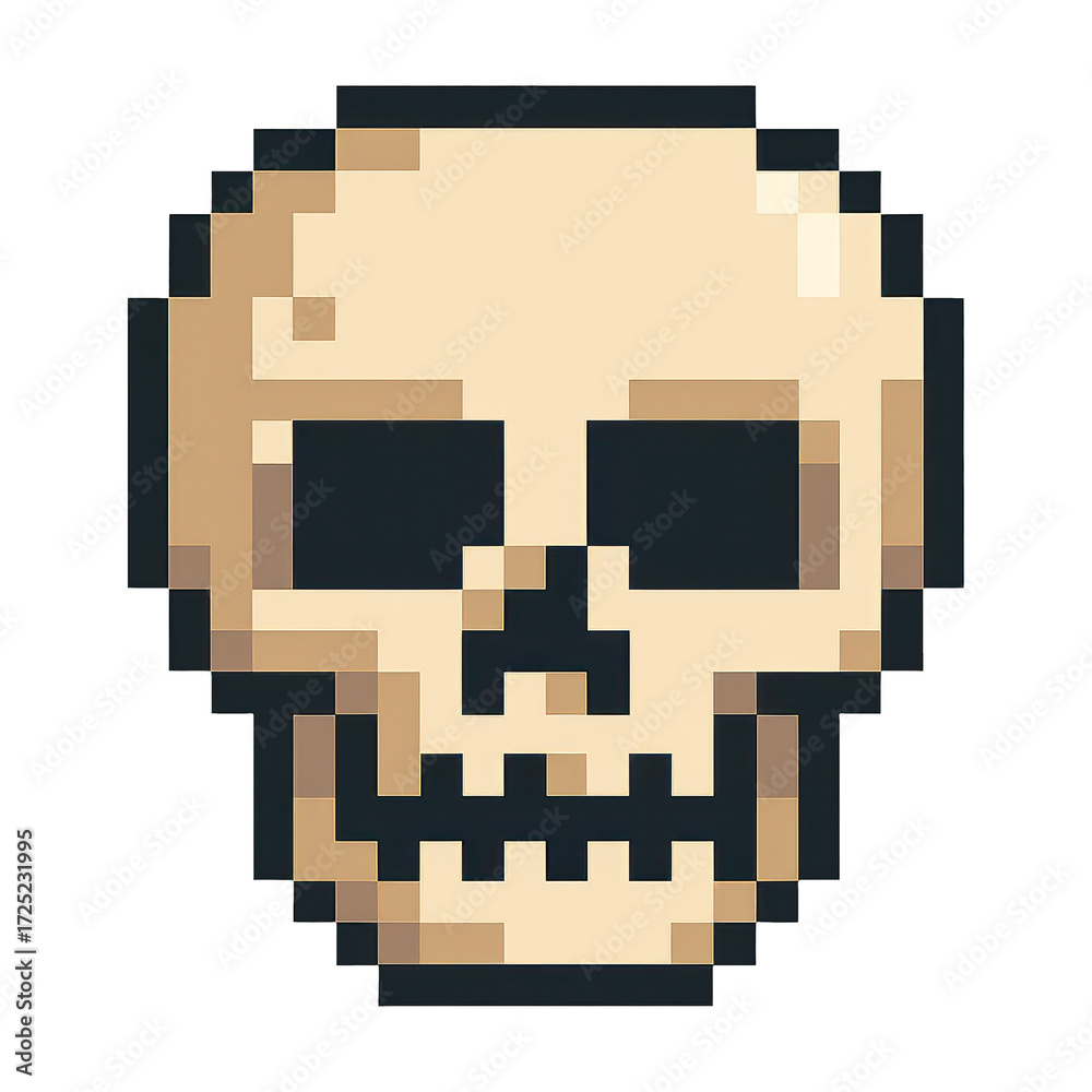 Obraz premium PNG Retro pixelated skull illustration.