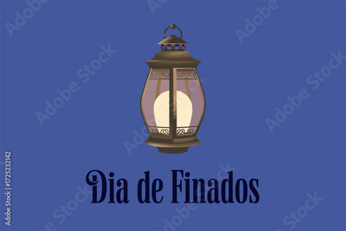 Día de Finados with Decorative Lantern Floating in the Sky for Remembrance