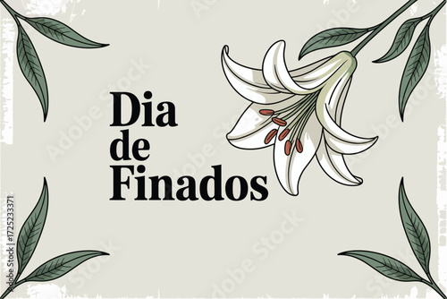 Dia de Finados with White Lily Flower Illustration