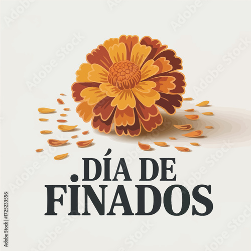 Dia de Finados with Marigold Flower Illustration
