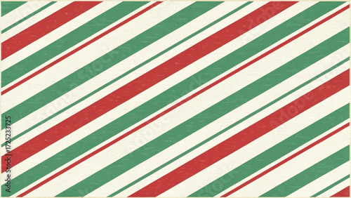Seamless diagonal stripe pattern, alternating red and green stripes, simple minimal Christmas theme background 