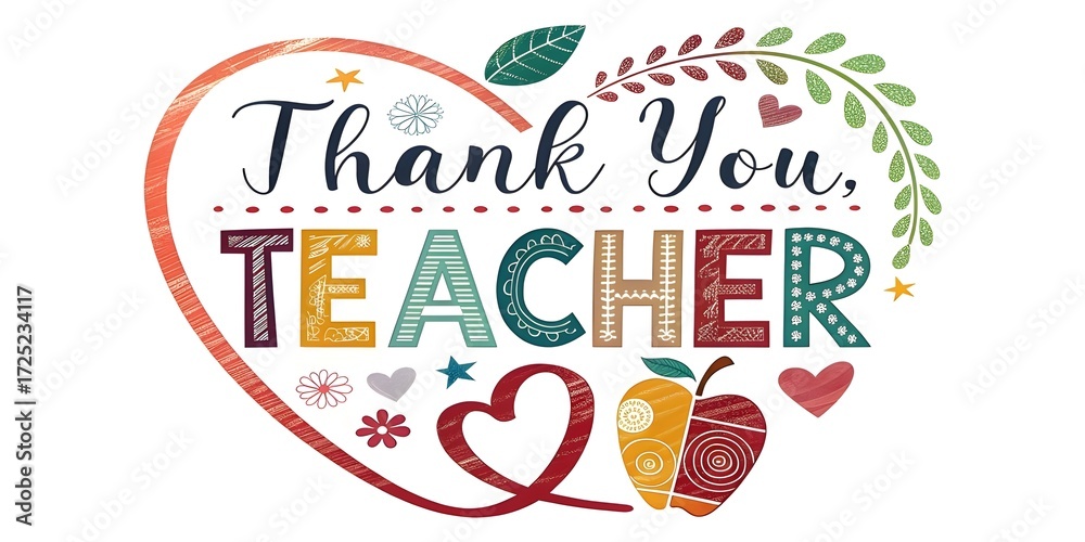 Naklejka premium Express your gratitude with this charming thank you teacher design perfect for cards gifts and appreciation projects now available