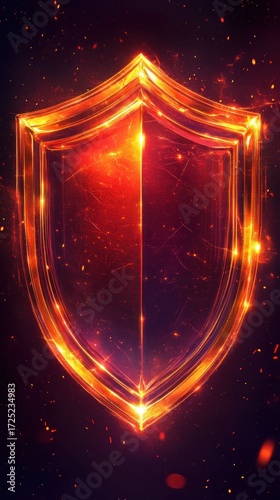 Fiery Shield: A Glowing Emblem of Protection
