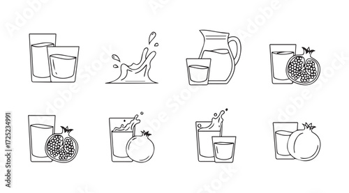 Vector art of pomegranate juice set