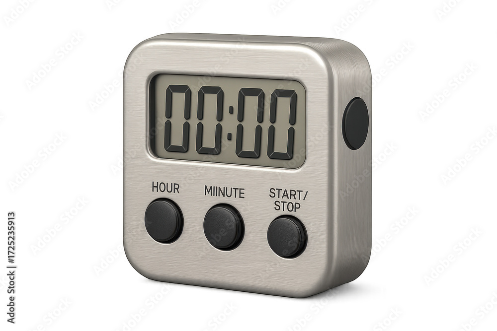 Fototapeta premium Digital kitchen timer showing zero on transparent background