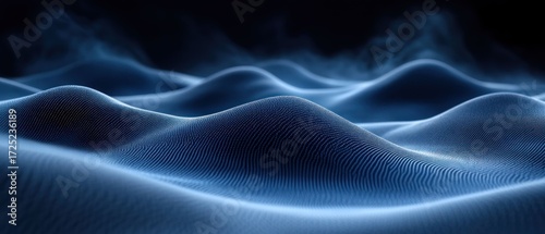 Abstract Blue Undulating Landscape: A Digital Dreamscape