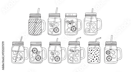 Vector art of jars isolated on white