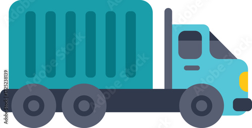 Side view of a delivery truck carrying goods, representing shipping and logistics