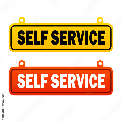 Self service signboard vector isolated illustration