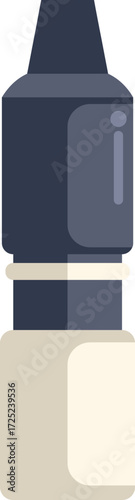Modern electronic cigarette with cartridge containing liquid for vaping is depicted on white background