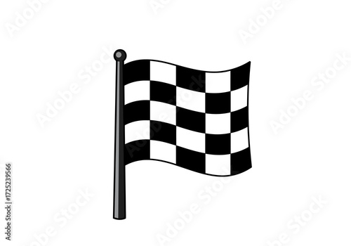 Checkered Flag Waving Race Finish Line Graphic