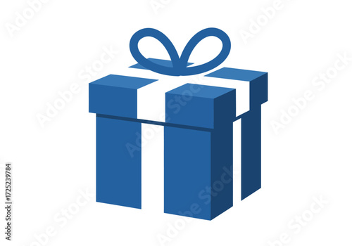 Blue gift box with a white ribbon bow illustration