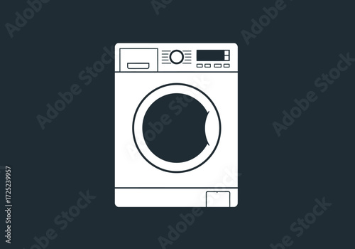 Minimalist line icon of a front-loading washing machine
