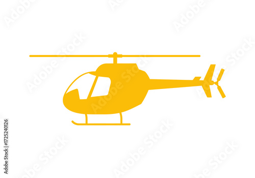 Yellow helicopter silhouette for aviation transport design