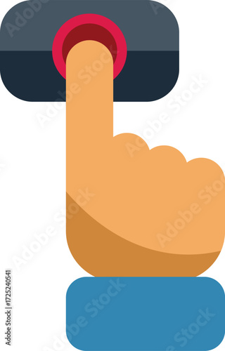 Hand pressing a button with its index, activating a device with a simple gesture