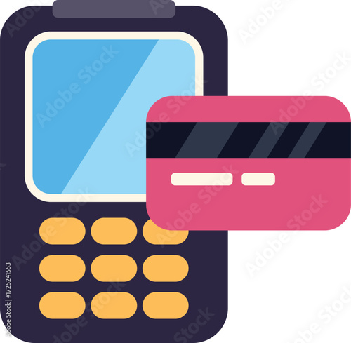 Illustration of a dataphone processing a credit card payment transaction