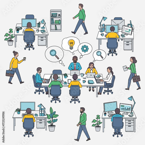 Teamwork and collaboration in a modern office environment with diverse professionals at work