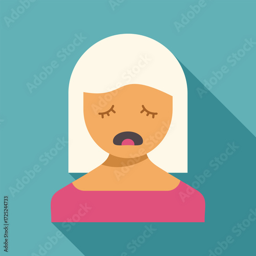 Young woman feeling sadness and exhaustion with closed eyes and open mouth