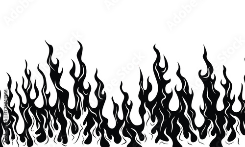 Blank background of black burning flames