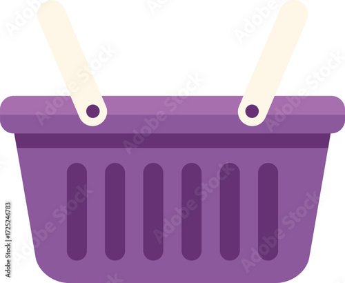 Empty purple shopping basket with white handles, representing online shopping and retail commerce