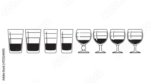 Vector art of cocktail glasses isolated