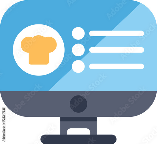 Online cooking course website displaying on a desktop computer screen, digital culinary learning concept