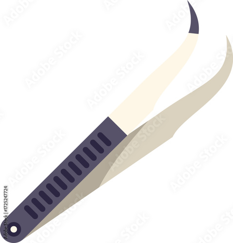 Black metal tweezers for eyelash extension lying on white background