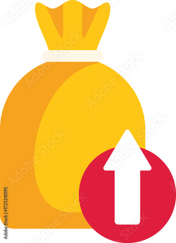 Money bag is increasing, illustrating concepts such as profit growth, financial success, and wealth accumulation