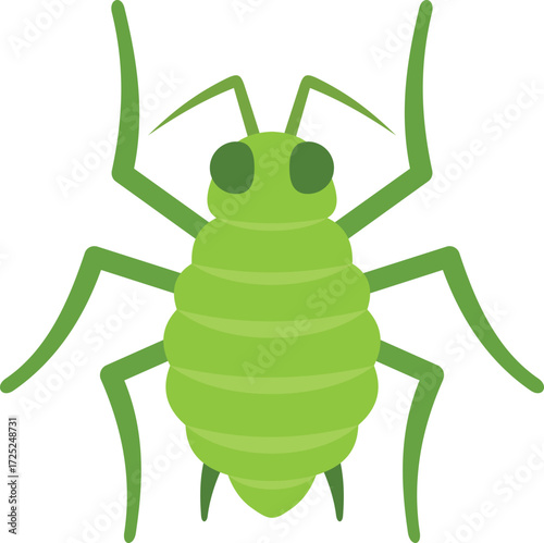 Green aphid insect pest icon in flat style isolated on white background