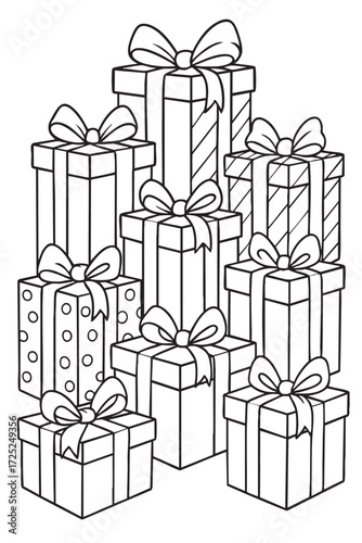 Pile of Gifts - Coloring Page for Kids