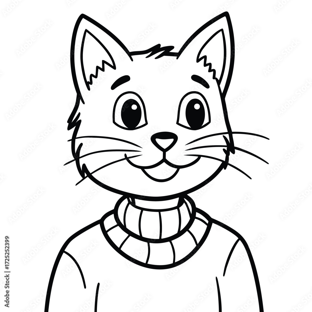 Obraz premium Vector art of cat in a sweater, a cute and charming illustration