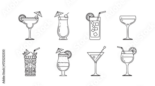 Vector art of cocktail glass set