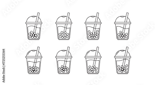Vector art of boba tea set